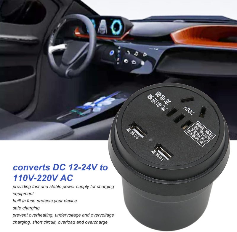150W Car Voltage Converter Inverter DC 12-24V to 110V-220V with 2 USB Ports Car Converter Cigarette Lighter Socket Adapter for Business Drives and Holidays - Image 3