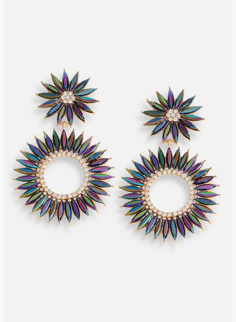 SOHI Gold Plated Designer Stone Party Drop Earring For Women