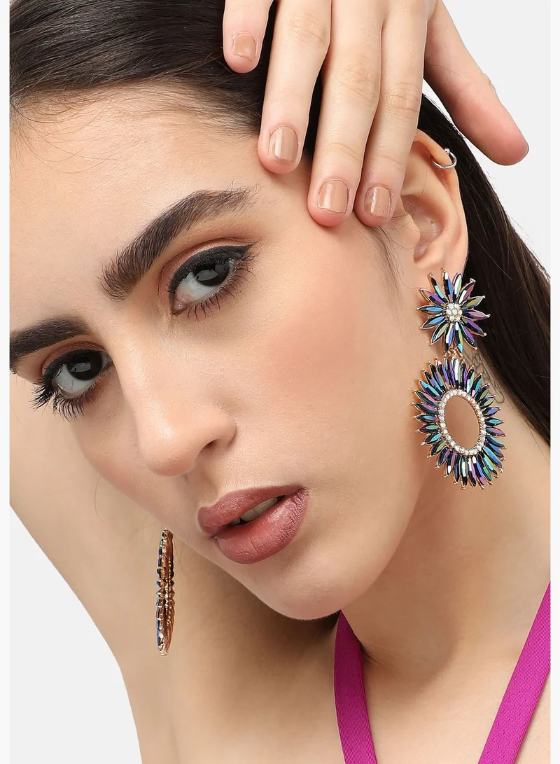SOHI Gold Plated Designer Stone Party Drop Earring For Women