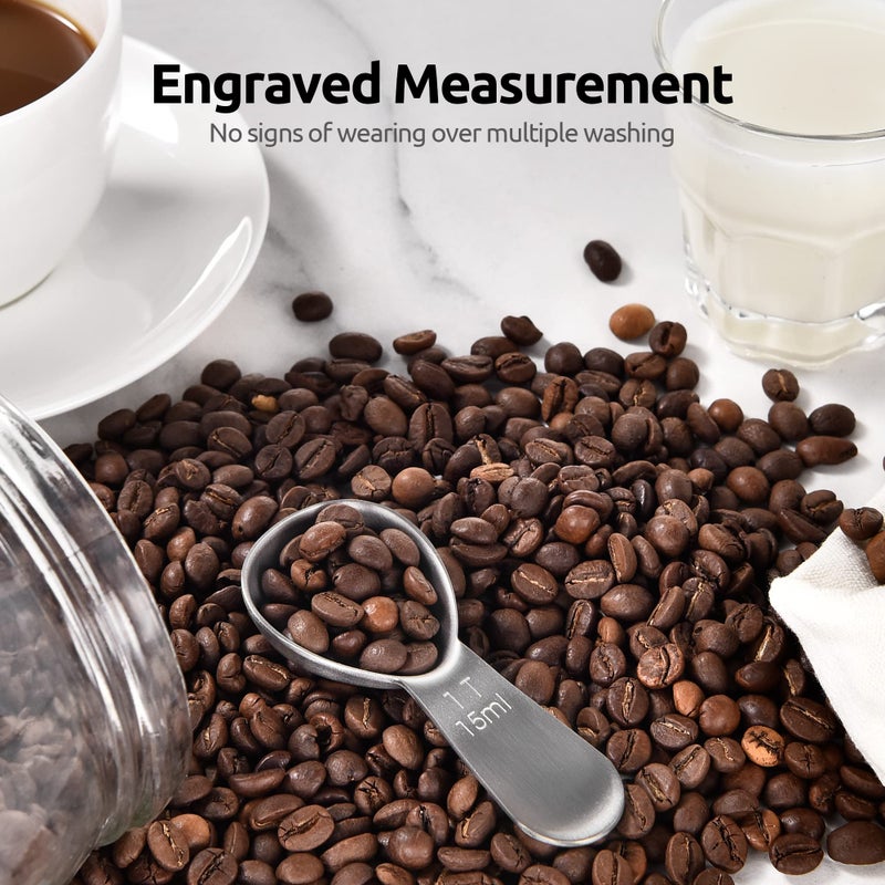 U-Taste 18/8 Stainless Steel Coffee Scoop: U-Taste 1 Tablespoon Metal Measuring Spoon, Short Handled Measure Scooper for Ground Coffee, Bean, Espresso, Powder, for Canister (Silver, 1Tbsp/15ml) - Image 4