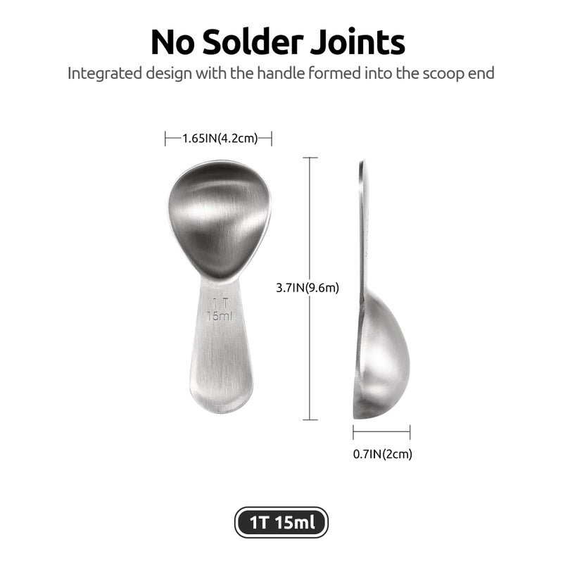 U-Taste 18/8 Stainless Steel Coffee Scoop: U-Taste 1 Tablespoon Metal Measuring Spoon, Short Handled Measure Scooper for Ground Coffee, Bean, Espresso, Powder, for Canister (Silver, 1Tbsp/15ml) - Image 2