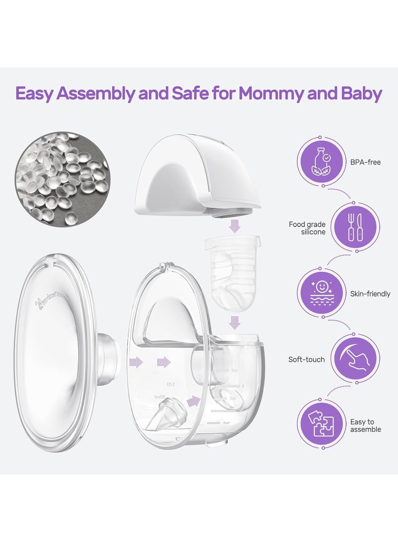 Hands Free Breast Pump, Electric Portable Breast Pump with 4 Modes, Cordless Breast Pump Hands Free, LCD Display - Image 4