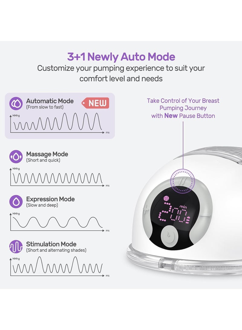 Hands Free Breast Pump, Electric Portable Breast Pump with 4 Modes, Cordless Breast Pump Hands Free, LCD Display - Image 3