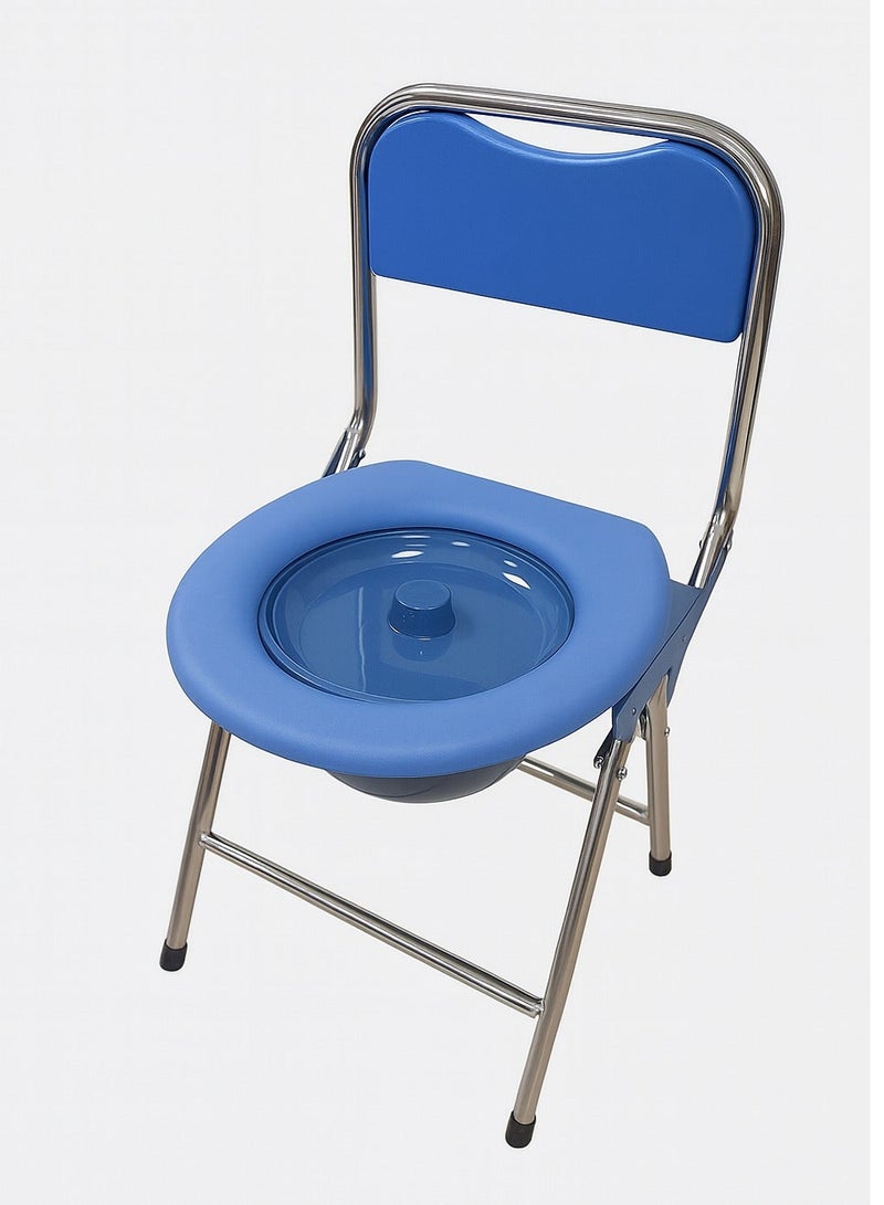 Earss Portable Toilet Chair – Foldable Seat with Removable Pot and Stainless Steel Frame | Durable WC Chair for Elderly, Patients & Home Care - Image 1
