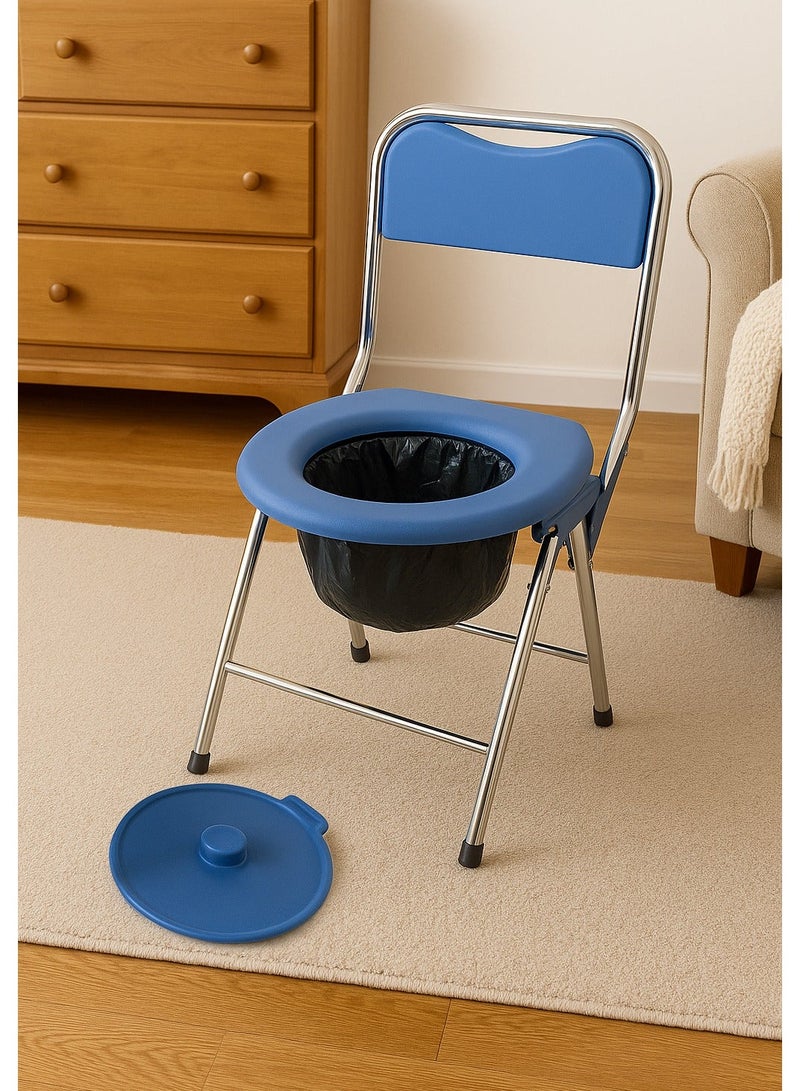 Earss Portable Toilet Chair – Foldable Seat with Removable Pot and Stainless Steel Frame | Durable WC Chair for Elderly, Patients & Home Care - Image 2