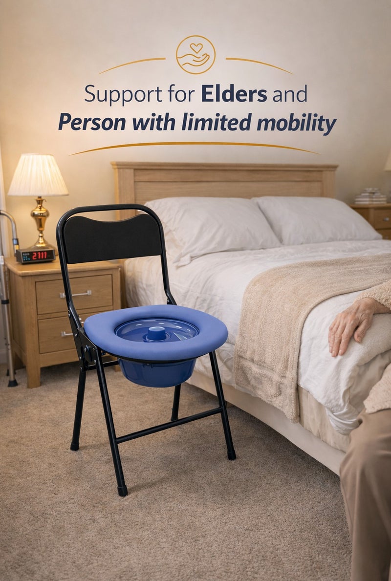 ايرس كرسي مرحاض قابل للطي مع وعاء قابل للإزالة وغطاء – كرسي متنقل قوي لكبار السن والبالغين، خفيف الوزن للسفر والتخييم، سهل الحمل والتنظيف - Image 4
