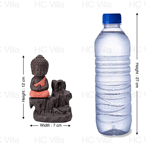 HC VILLA Meditating Buddha Backflow Incense Burner | Poly Resin Smoke Fountain Holder | Decorative Showpiece for Home, Office & Temple | Free 10 Cones | Spiritual Gift & Home Décor Item, Black - Image 3