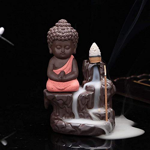 HC VILLA Meditating Buddha Backflow Incense Burner | Poly Resin Smoke Fountain Holder | Decorative Showpiece for Home, Office & Temple | Free 10 Cones | Spiritual Gift & Home Décor Item, Black - Image 2