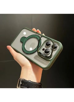 For Iphone 16E Mobile Phone Case U1 Dual Magnetic Bracket For Iphone15PRO Protective Cover Metal 13 Advanced Sense Factory-Color:Cangling Green-Applicable Model:For Iphone 12ProMAX