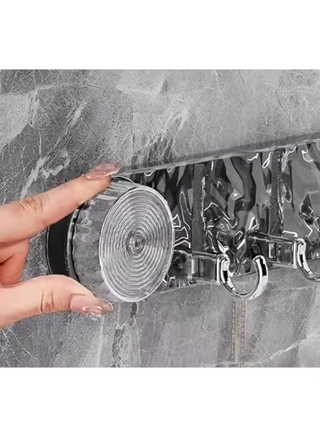 شماعة حائط و باب | شماعة متعددة الاستخدامات لتنظم أغراضك بسهولة بدون مسامير أو حفر أو لزق يتم لصقها عن طريق شفط الهواء | 5 خطافات متحركة بتصميم أنيق و زرار لشفط الهواء - لون شفاف - Image 3
