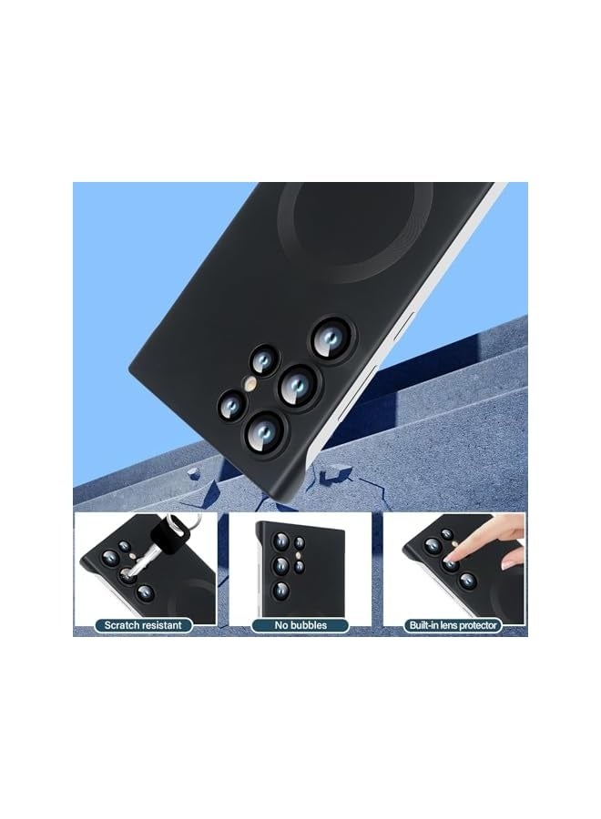 Magnetic Slim Case for Galaxy S24 Ultra Compatible with MagSafe, Matte PC Ultra-Thin Bumper Frameless Borderless Minimalist Design with Camera Lens Protector for Men Women, Black Titanium - Image 2