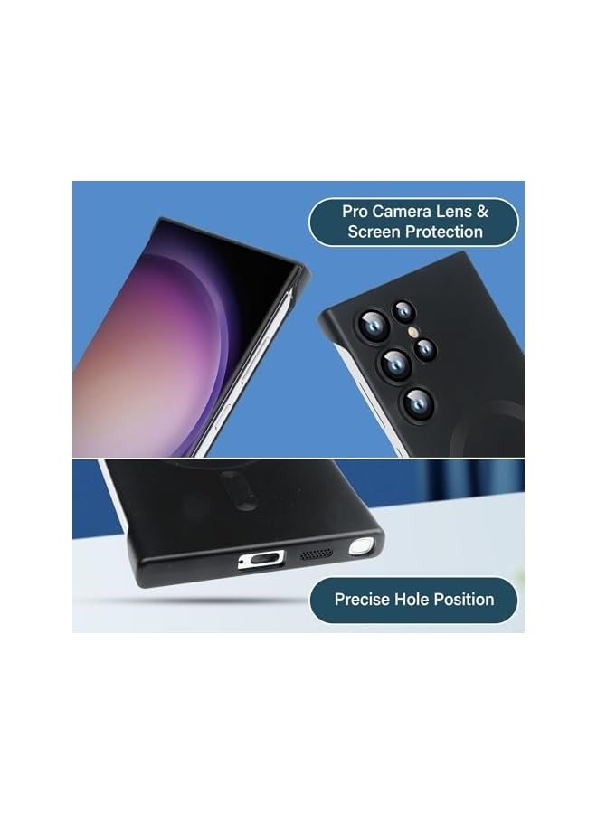 Magnetic Slim Case for Galaxy S24 Ultra Compatible with MagSafe, Matte PC Ultra-Thin Bumper Frameless Borderless Minimalist Design with Camera Lens Protector for Men Women, Black Titanium - Image 3