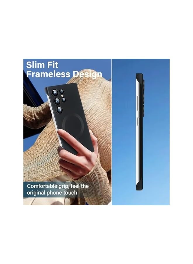 Magnetic Slim Case for Galaxy S24 Ultra Compatible with MagSafe, Matte PC Ultra-Thin Bumper Frameless Borderless Minimalist Design with Camera Lens Protector for Men Women, Black Titanium - Image 5