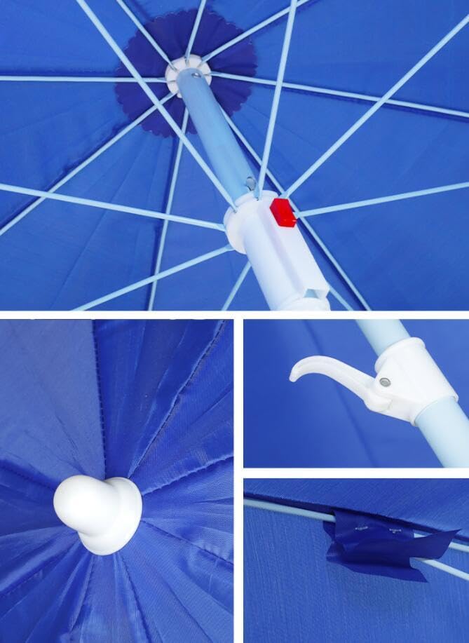 RAINPOPSON RAINPOPSON Garden Umbrella With Stand Big Size Patio Garden Umbrella Blue 7Ft  - Image 5