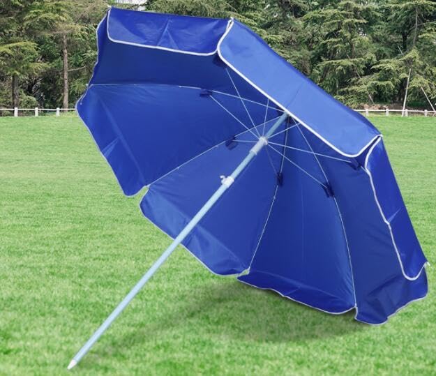 RAINPOPSON RAINPOPSON Garden Umbrella With Stand Big Size Patio Garden Umbrella Blue 7Ft  - Image 2