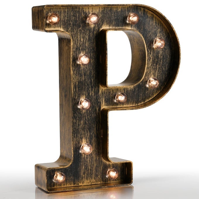 VINTAGE LIGHT UP MARQUEE LETTERS WITH LIGHTS ILLUMINATED INDUSTRIAL STYLE LIGHTED ALPHABET LETTER SIGNS COFFEE BAR APARTMENT BEDROOM WALL HOME INITIALS DECOR P