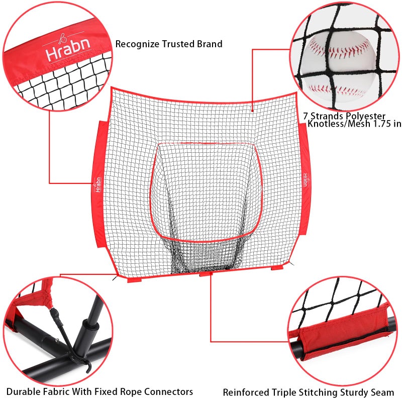 Hrabn Baseball & Softball Replacement Net (Only Nets, Not Frame) 7-Strand Heavy Duty Knotless Polyester Replacement Baseball Net for Baseball Pitching Hitting and Throwing Practice Fits 7x7FT Size - Image 3