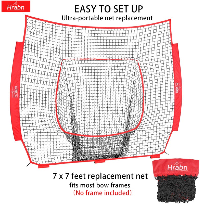 Hrabn Baseball & Softball Replacement Net (Only Nets, Not Frame) 7-Strand Heavy Duty Knotless Polyester Replacement Baseball Net for Baseball Pitching Hitting and Throwing Practice Fits 7x7FT Size - Image 2