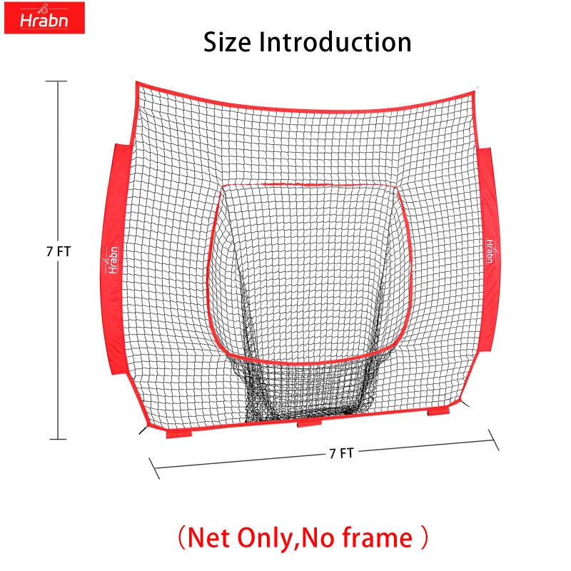 Hrabn Baseball & Softball Replacement Net (Only Nets, Not Frame) 7-Strand Heavy Duty Knotless Polyester Replacement Baseball Net for Baseball Pitching Hitting and Throwing Practice Fits 7x7FT Size - Image 4