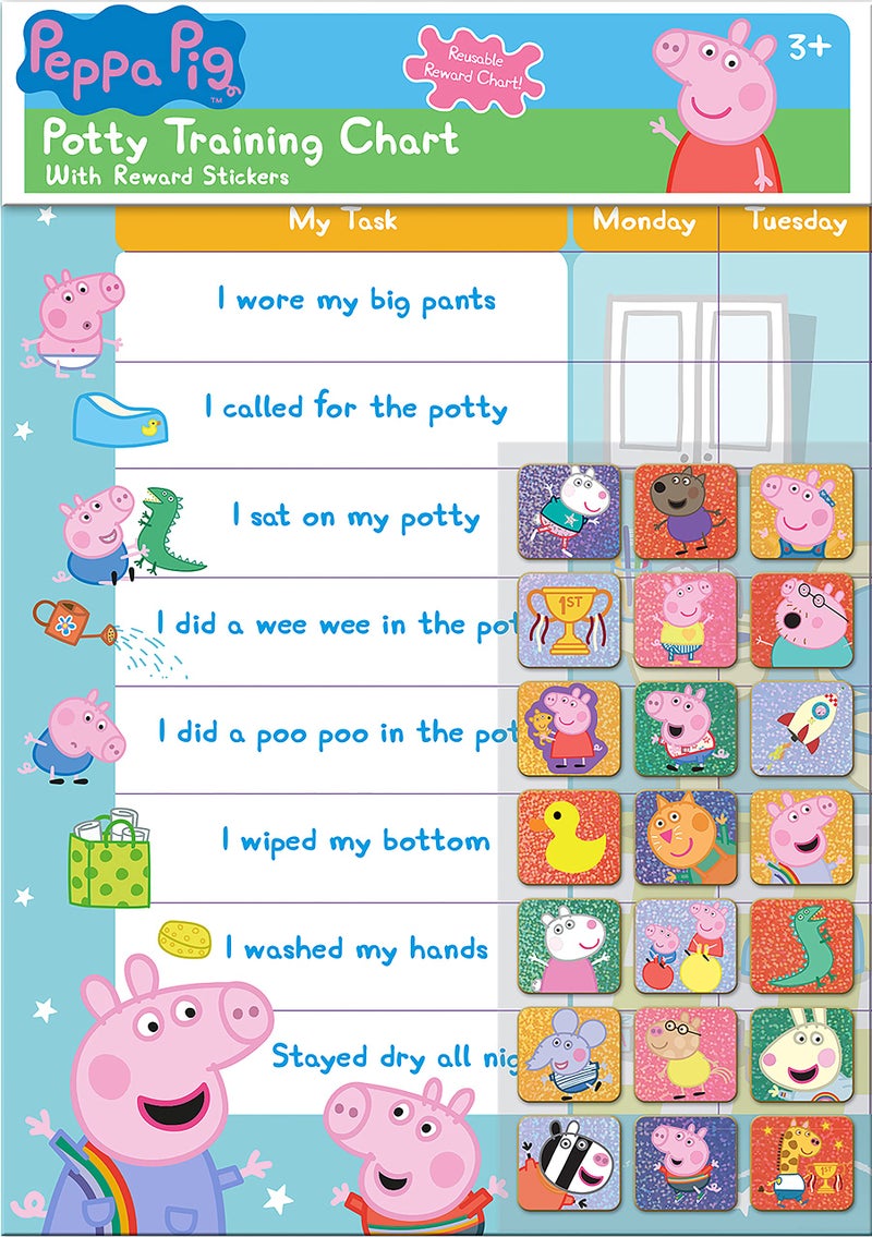 Paper Projects مشاريع ورقية 01.70.30.022 مخطط مكافآت تدريب المرحاض لبيبا بيغ و56 ملصق لامع، وردي - Image 1