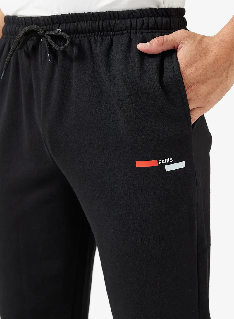 Seventy Five Basics Text Print Elastic Hem Joggers