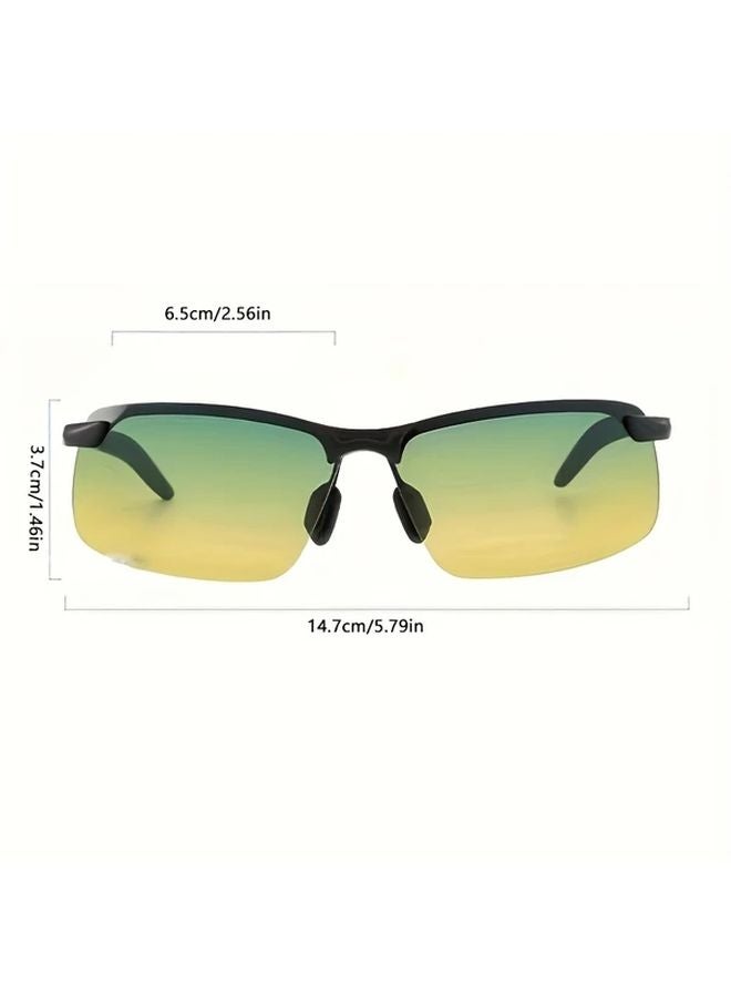 Yellow Green Day Night Vision Glasses Durable PC Frame Unisex for Men Women - Image 3