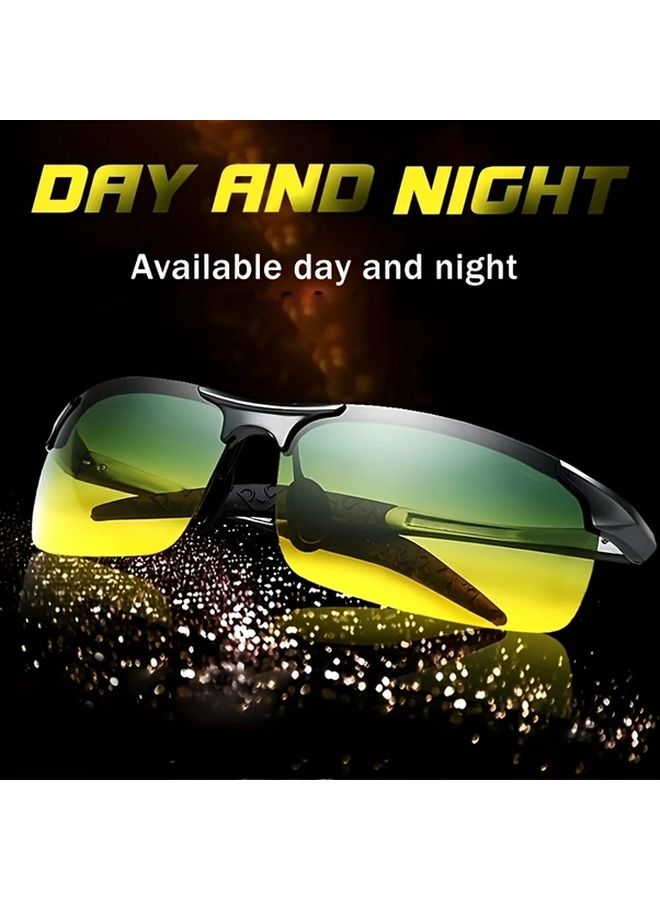 Yellow Green Day Night Vision Glasses Durable PC Frame Unisex for Men Women - Image 2