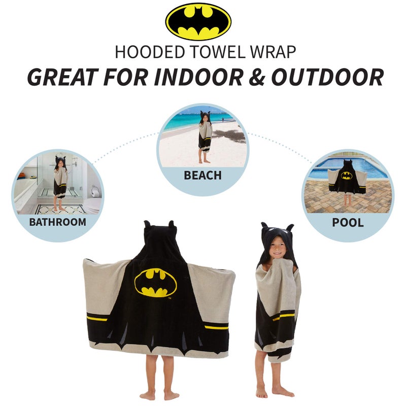 فرانكو Batman Kids Bath/Pool/Beach Super Soft Cotton Terry Hooded Towel Wrap, 24 x 50 - Image 3