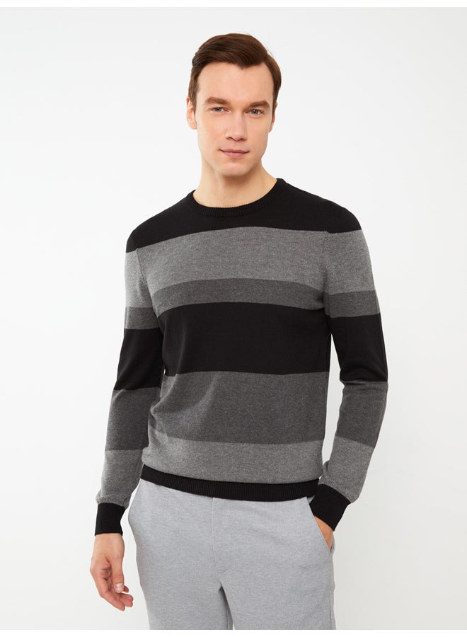 LC WAIKIKI Crew Neck Long Sleeve Men's Tricot Sweater with Color Block - Image 1