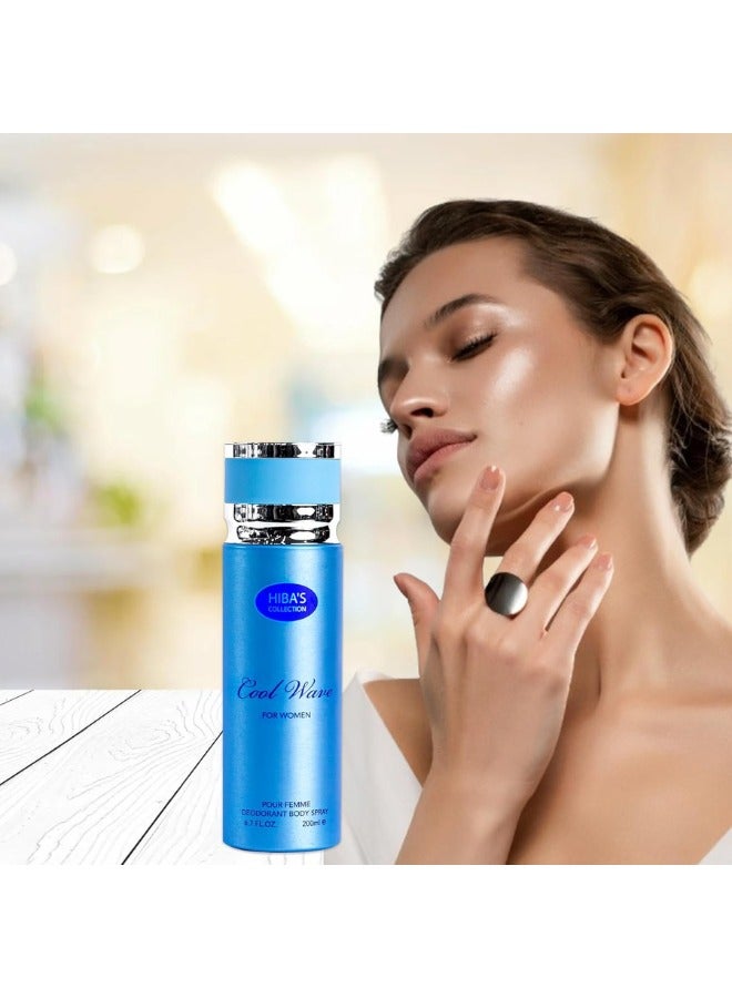 هيبا'ز كوليكشن كول ويف للنساء بور فيم مزيل العرق بخاخ للجسم - 6.7 أونصة سائلة. أوز. (200 مل) | مزيج منعش من الماء والحمضيات | نضارة تدوم طويلاً وحماية فائقة من الروائح - Image 2