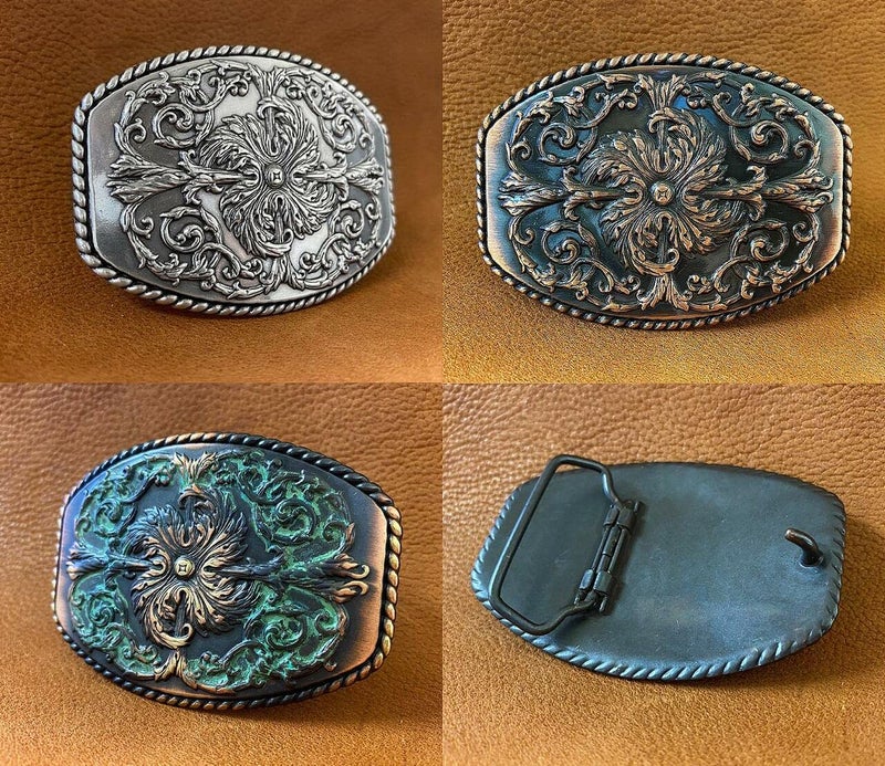 Belts.com HA0016 Western Floral Engraved Ornate Design Belt Buckle Fits 1-1/2"(38mm) Belt (Antique Patina) - Image 4