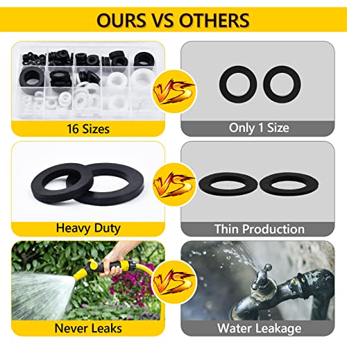 WINSTECK Rubber & Silicone Gasket Washers Kit - 135 PCS, 16 Sizes, Garden Hose Washer with Screen Filter for Seals Repair & Shower Hose/Faucet/Shower Head - Image 3
