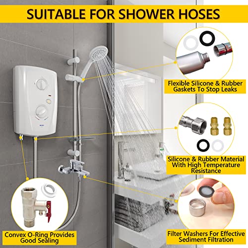 WINSTECK Rubber & Silicone Gasket Washers Kit - 135 PCS, 16 Sizes, Garden Hose Washer with Screen Filter for Seals Repair & Shower Hose/Faucet/Shower Head - Image 4