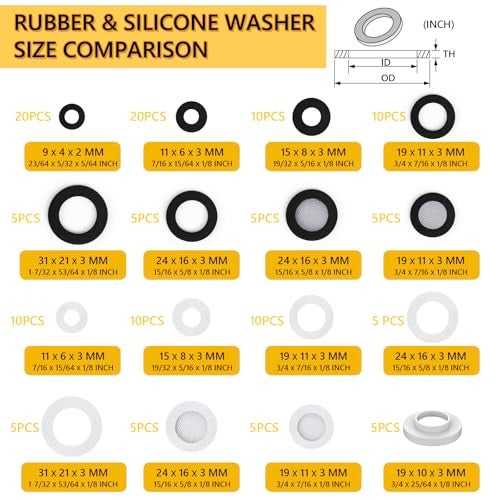 WINSTECK Rubber & Silicone Gasket Washers Kit - 135 PCS, 16 Sizes, Garden Hose Washer with Screen Filter for Seals Repair & Shower Hose/Faucet/Shower Head - Image 2