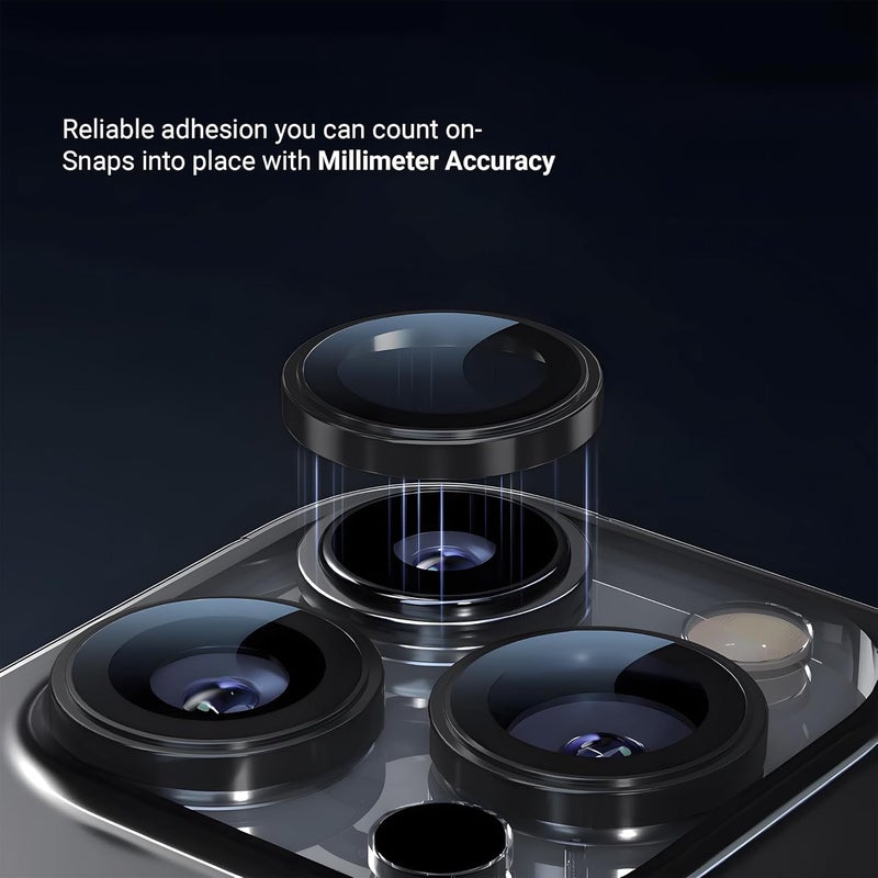 Daily Objects CERO Aluminium Camera Lens Protector for iphone 15|Tough HD Glass Protectors|Dust Proof|Water Resistant|Ultra Clear HD Image Quality|9H Hardness|3D ring|Shock Proof Alloy - Black - Image 5