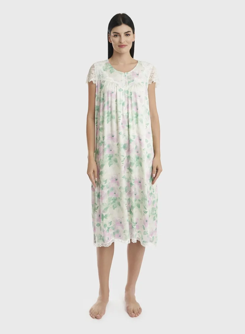 كشخة قميص نوم قصير فيسكوز مطبوع