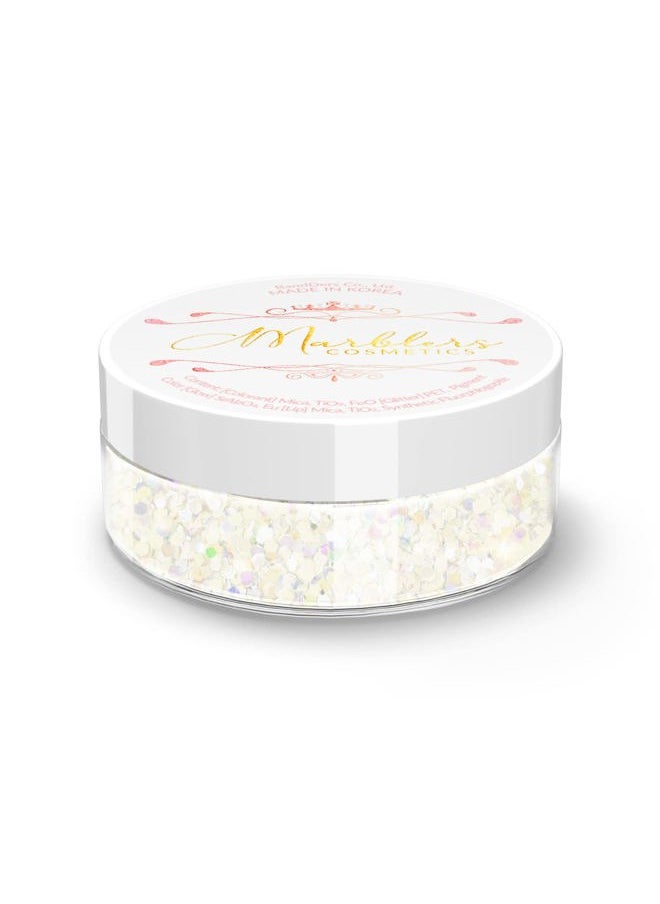 MARBLERS Mermaid Shaped Face & Body Glitter [White] 0.18oz (5g) | Chunky | Chopped | Flake | Non-Toxic | Vegan | Cruelty-Free | Festival, Rave & Party Makeup | Eye, Hair, Nail Polish, Eyeshadow  - Image 1
