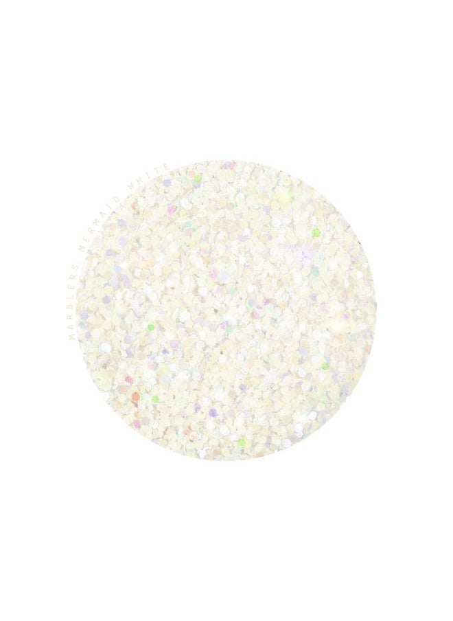 MARBLERS Mermaid Shaped Face & Body Glitter [White] 0.18oz (5g) | Chunky | Chopped | Flake | Non-Toxic | Vegan | Cruelty-Free | Festival, Rave & Party Makeup | Eye, Hair, Nail Polish, Eyeshadow  - Image 2