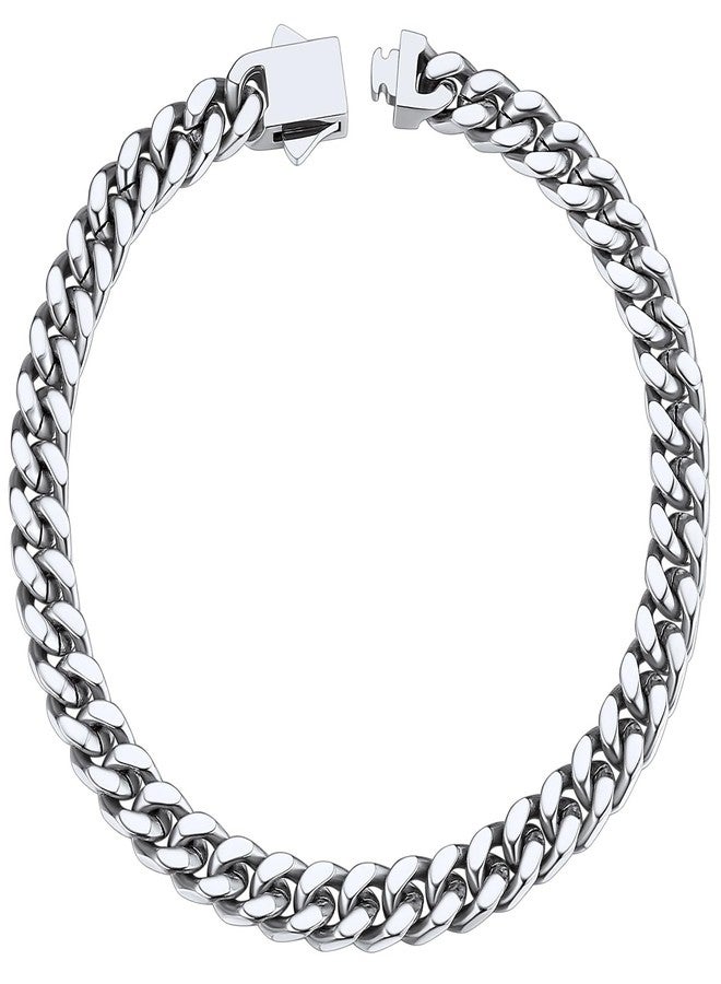 ChainsHouse سلسلة سوار رجالي من ChainsHouse، مصنوعة من الفولاذ المقاوم للصدأ 316L، بتصميم بانك، سوار كوبي، 5 مم، 21 سم - Image 1