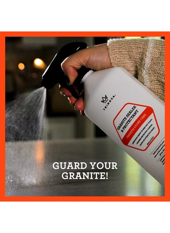 TriNova - Granite Sealer & Protector – Best Stone Polish, Protectant & Care Product – Easy Maintenance for Clean Countertop Surface, Marble, Tile – No Streaks, Stains, Haze, or Spots - 18 fl oz - Image 1
