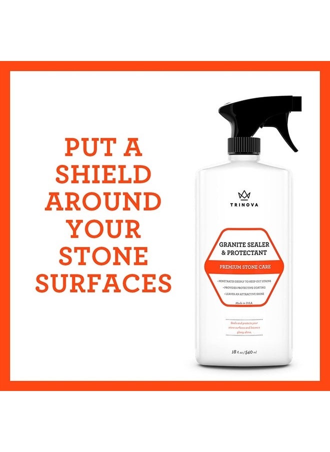 TriNova - Granite Sealer & Protector – Best Stone Polish, Protectant & Care Product – Easy Maintenance for Clean Countertop Surface, Marble, Tile – No Streaks, Stains, Haze, or Spots - 18 fl oz - Image 1