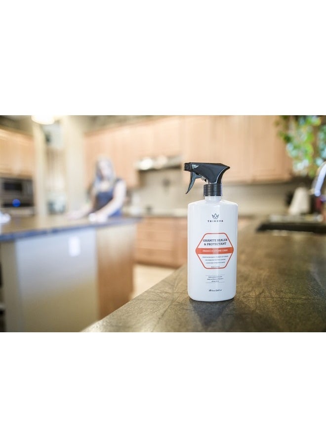 TriNova - Granite Sealer & Protector – Best Stone Polish, Protectant & Care Product – Easy Maintenance for Clean Countertop Surface, Marble, Tile – No Streaks, Stains, Haze, or Spots - 18 fl oz - Image 1
