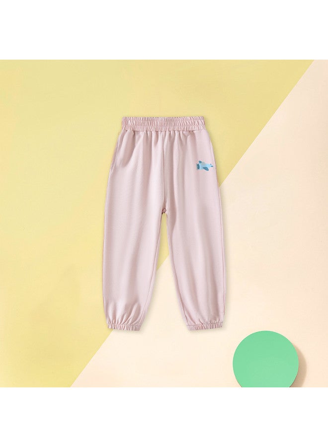 Jeanswest Girls' Summer Thin Anti-mosquito Tapered Pants - Comfortable Fitted Running Joggers With Cartoon Airplane Print For Big Kids Outdoor Activities - Image 2