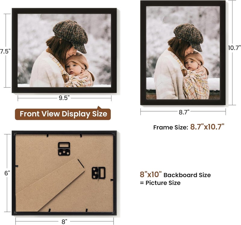 Heimlove طقم إطارات صور 8x10 مكون من 12 إطار، إطارات صور لعرض الصور 8"x10"، إطارات صور سوداء 8x10 لعرض الصور على الحائط أو الطاولة لشهادات الوثائق - Image 2