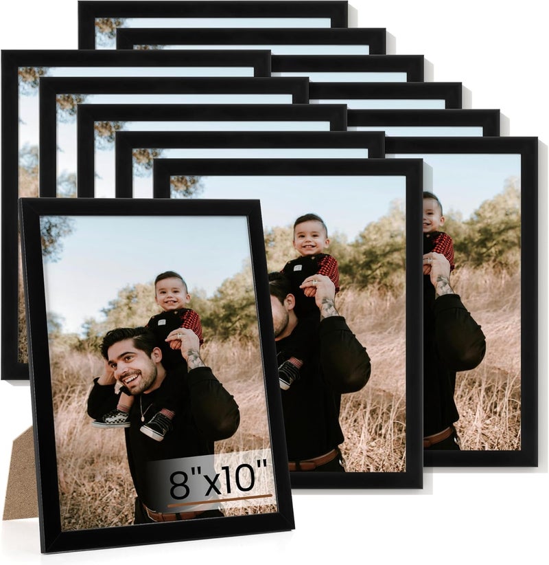 Heimlove طقم إطارات صور 8x10 مكون من 12 إطار، إطارات صور لعرض الصور 8"x10"، إطارات صور سوداء 8x10 لعرض الصور على الحائط أو الطاولة لشهادات الوثائق - Image 1