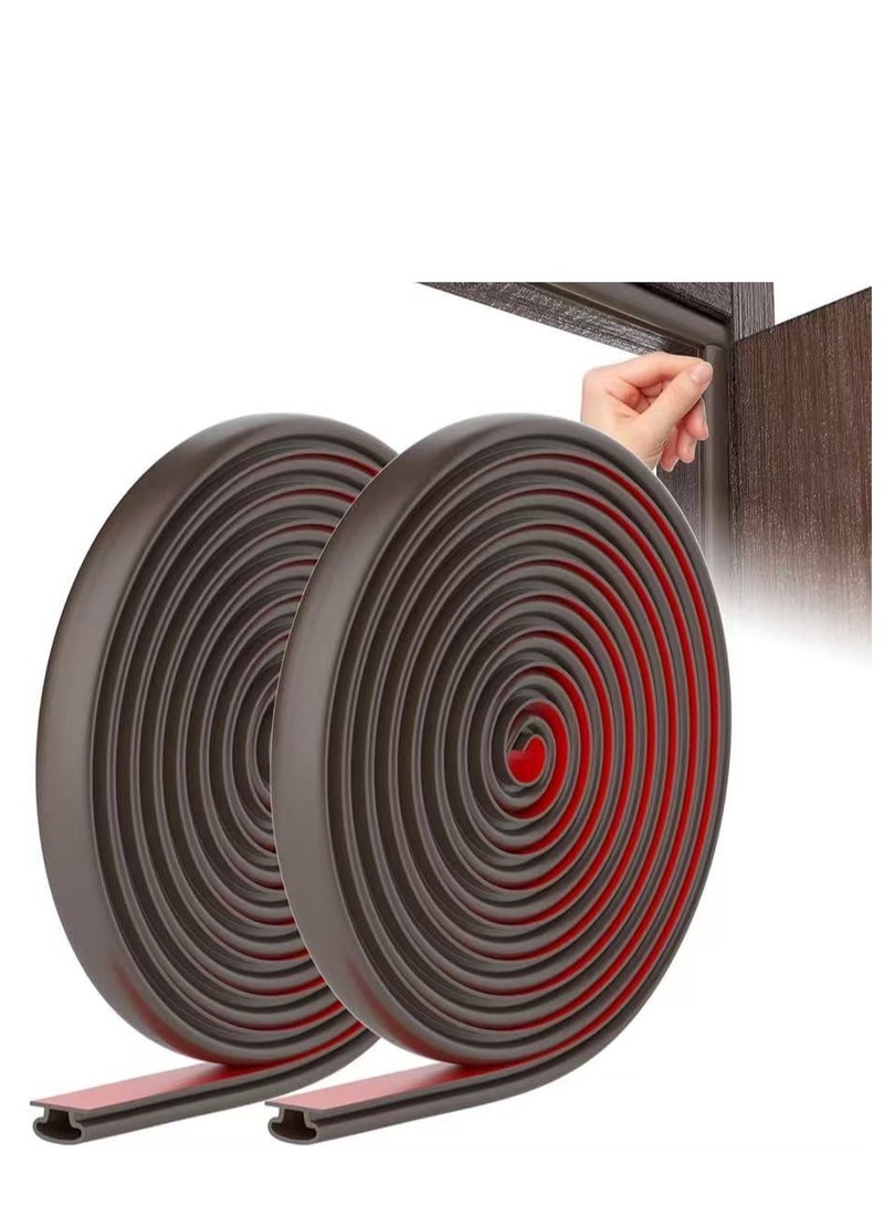 يوكا شريط عزل الأبواب ذو شكل D لاصق بذاته من الفوم لإحكام إغلاق إطار الباب والنافذة (طول 19.7 قدم، باللون البني) - Image 1