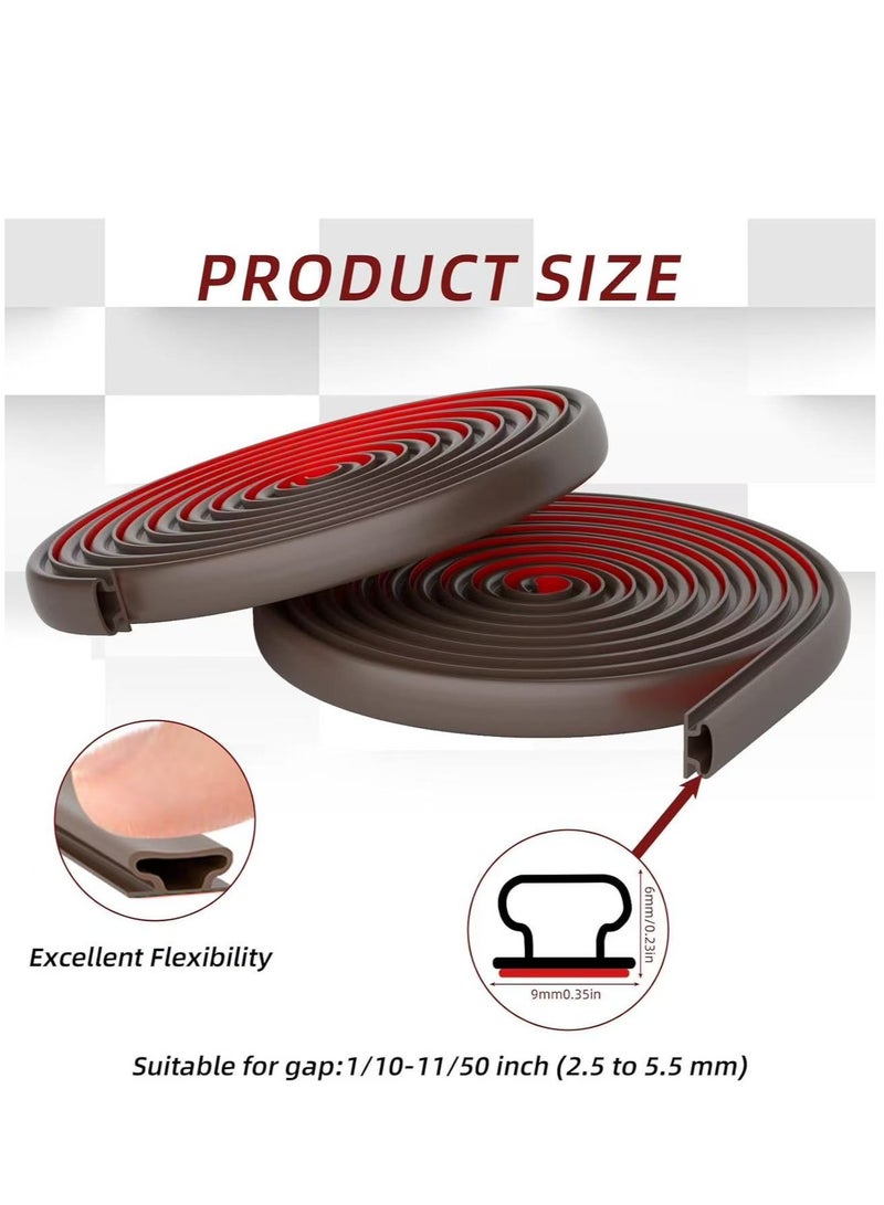 يوكا شريط عزل الأبواب ذو شكل D لاصق بذاته من الفوم لإحكام إغلاق إطار الباب والنافذة (طول 19.7 قدم، باللون البني) - Image 3