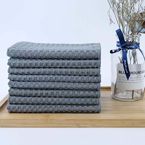 POLYTE Ultra Premium Microfiber Kitchen Dish Cloth Waffle Weave, 8 Pack (12x12 in, Gray) - Image 5