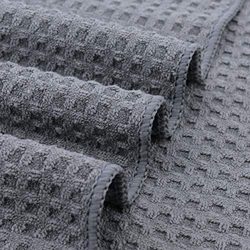 POLYTE Ultra Premium Microfiber Kitchen Dish Cloth Waffle Weave, 8 Pack (12x12 in, Gray) - Image 4