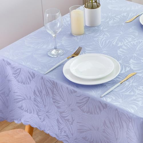 EFFICINATURE Rectangle Tablecloth Jacquard Purple Table Cloths Waterproof Washable Leaves Soft Woven Fabric Farmhouse Table Cover for Dinning Outdoor Birthday Party Kitchen & Table Linens (60x120In) - Image 5